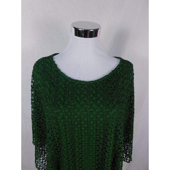 Olivia Blu XL Green Crochet Lace Poncho Blouse Boho Witch - Picture 2 of 11